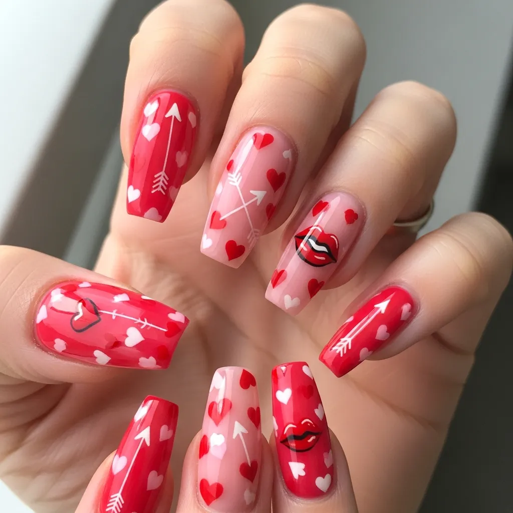 valentine s day themed decals on coffin nails
