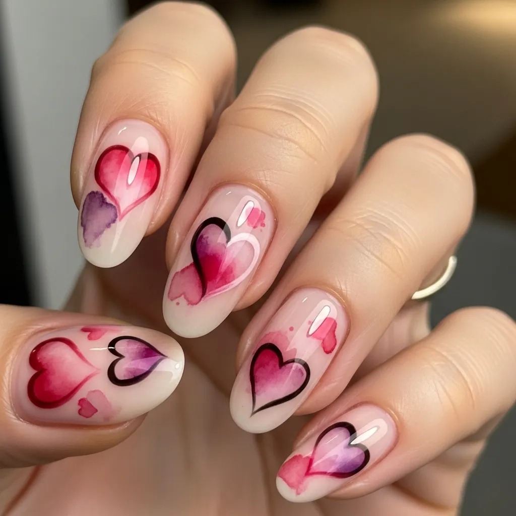 watercolor hearts