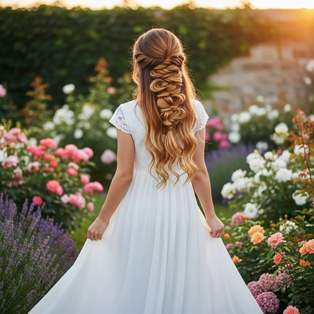 waterfall braid half up