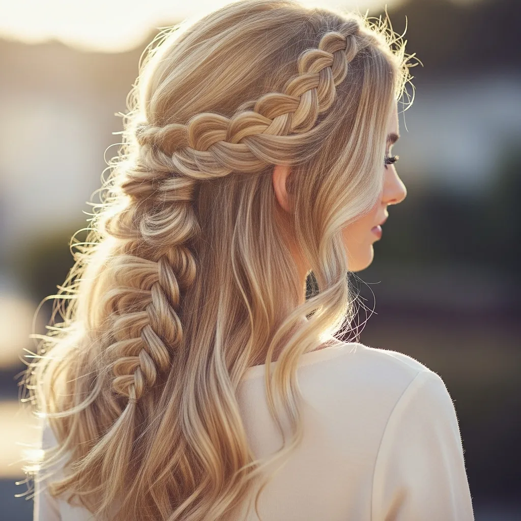 23 Sleek Hoco Hairstyles for the Dance 10 waterfall braid with loose waves