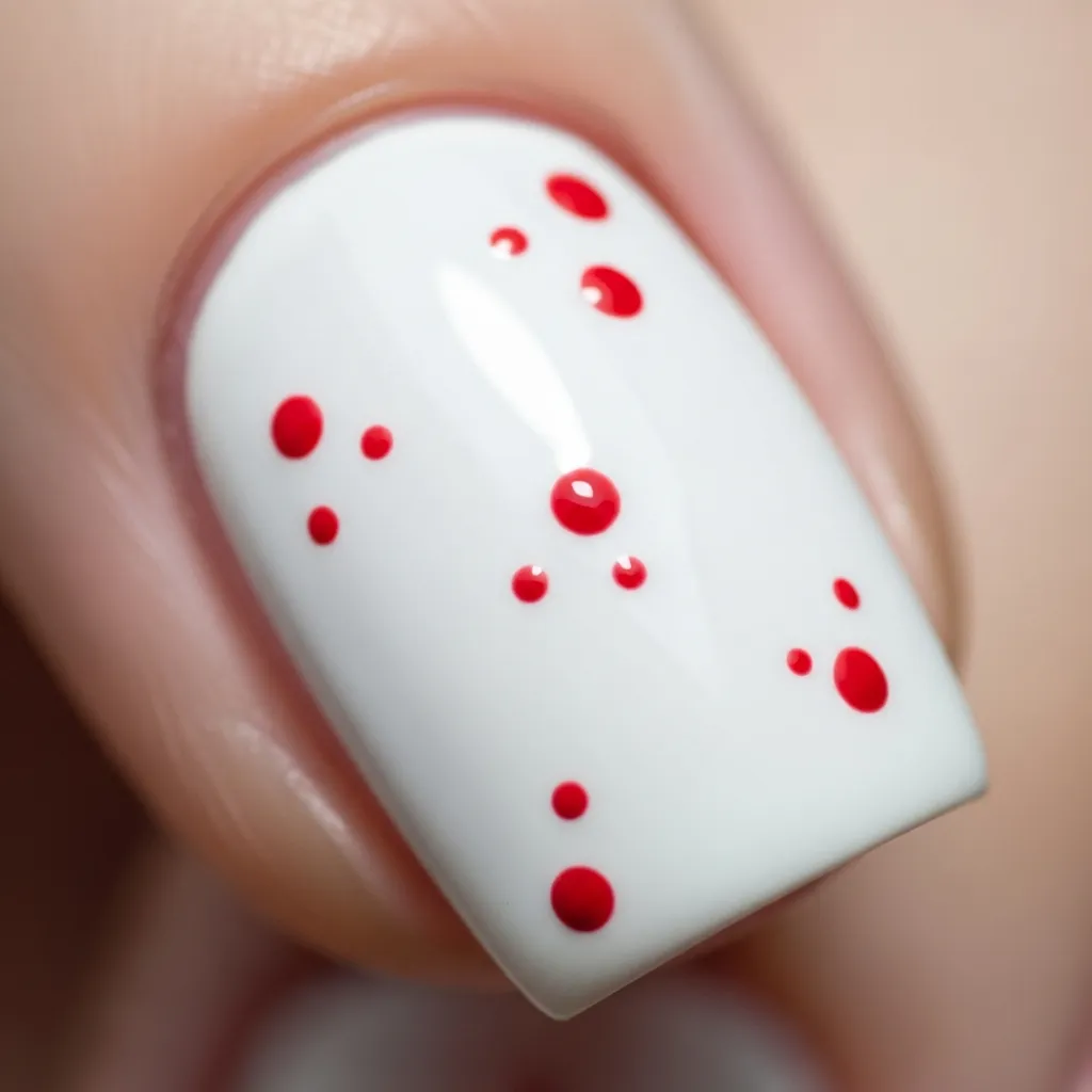 Top 17 Simple Valentine's Nail Ideas for a Sweet & Chic Look 10 white polish with red micro dots