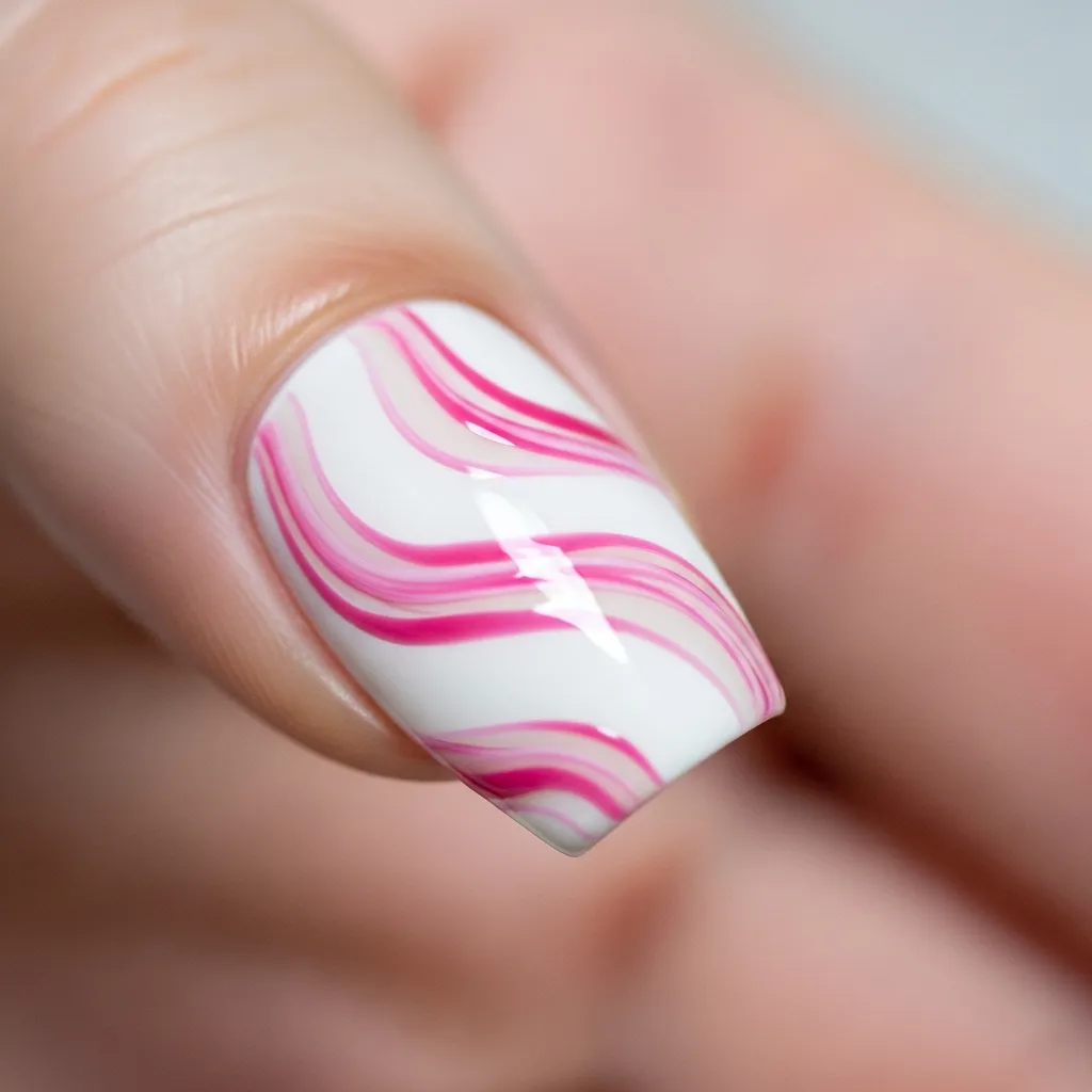 23 Dreamy White and Pink Valentines Nail Inspo 11 white with subtle pink swirls