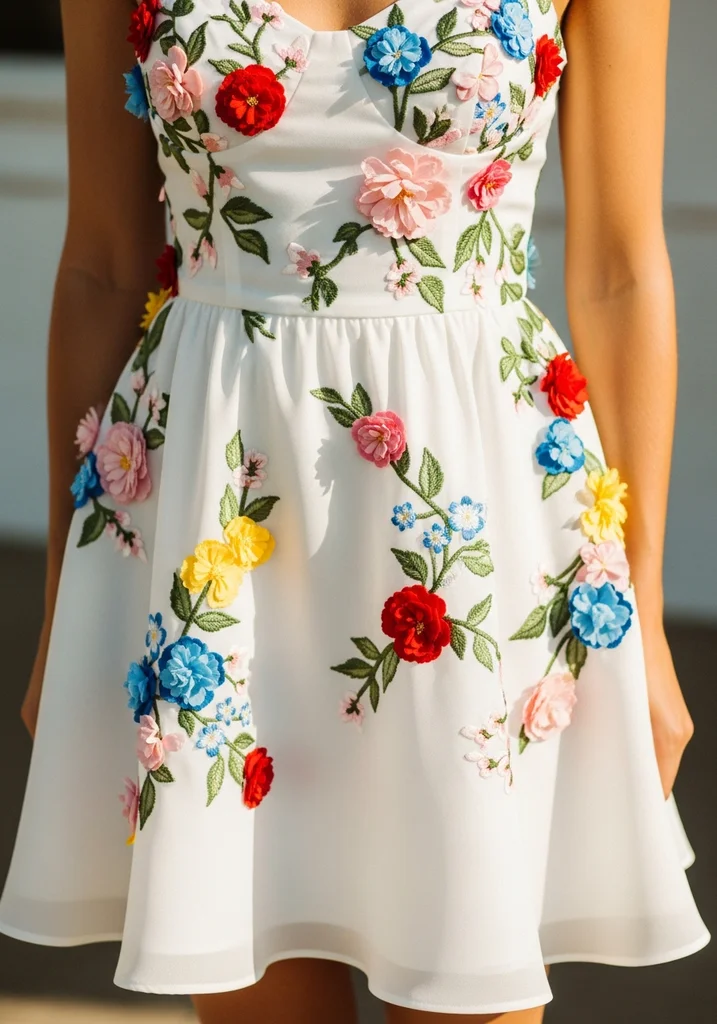 23 Sleeveless Summer Wedding Guest Dresses 15 Floral appliqué mini dress for summer guest