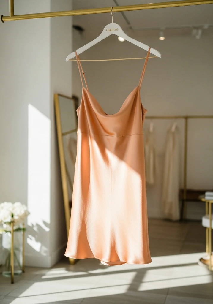 Apricot silk slip dress