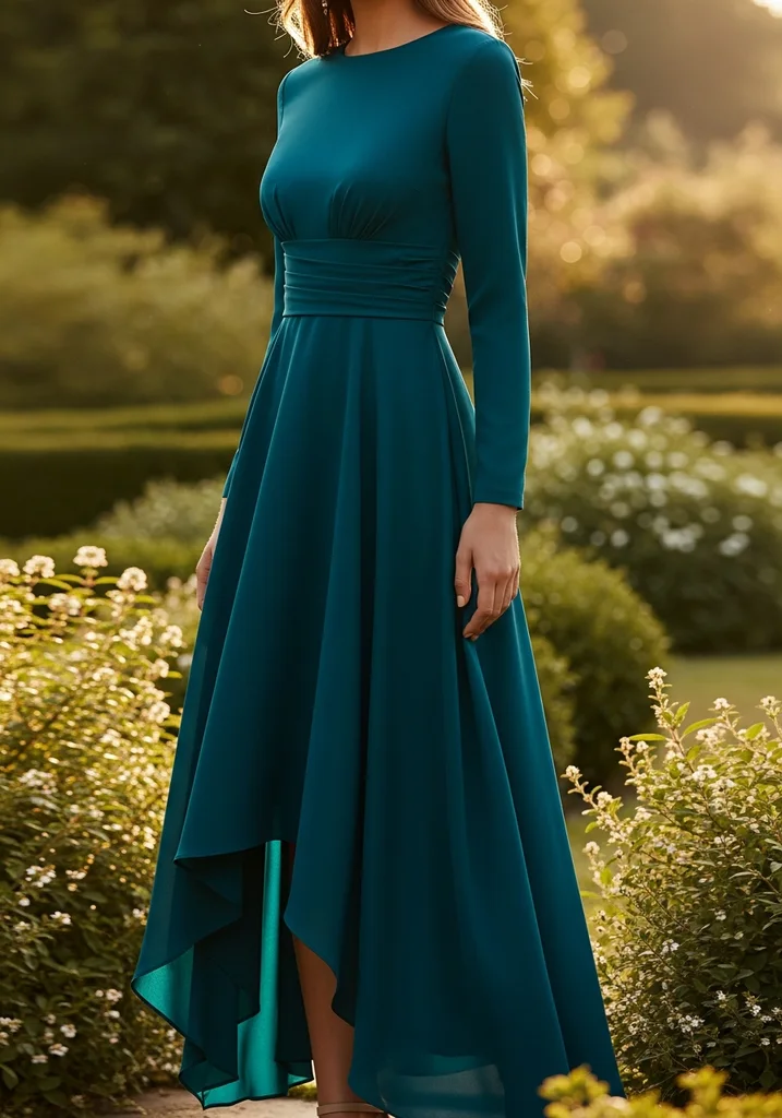 23 Sleeveless Summer Wedding Guest Dresses 19 Teal asymmetrical hem midi dress
