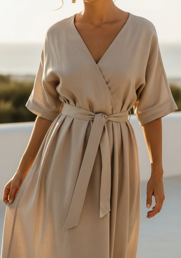 23 Sleeveless Summer Wedding Guest Dresses 24 Sand colored belted linen dress