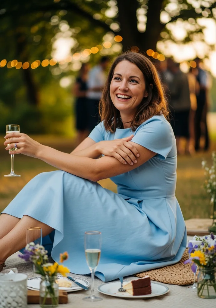 23 Light Blue Dresses for Wedding Guests 11 Light blue Cotton A-line dress with Scoop neckline, comfortable and casual.