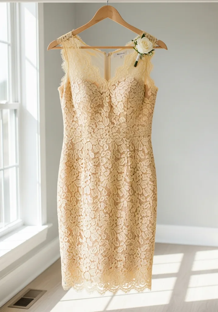 Buttercream lace sheath dress
