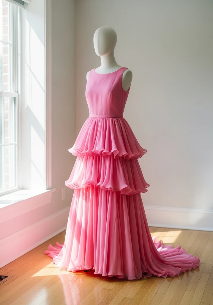 Candy pink tiered summer dress