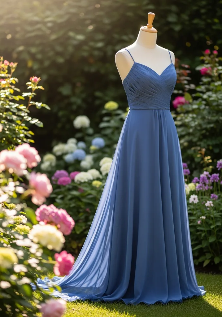 Cornflower blue sweetheart neck dress