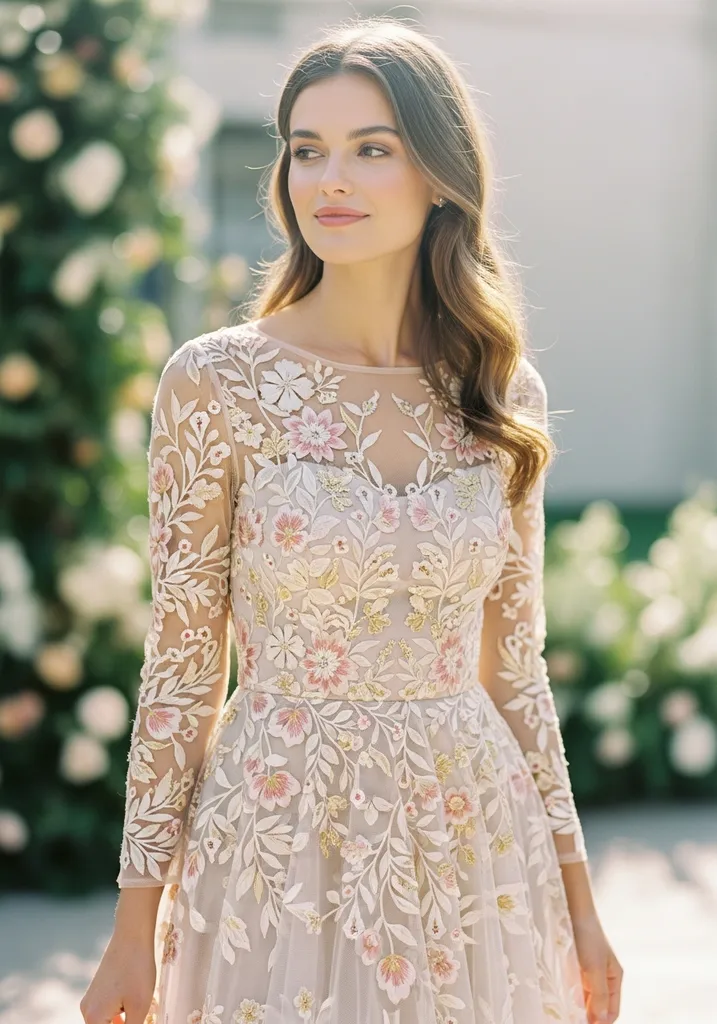 29 Drop Waist Summer Wedding Guest Dresses 9 Embroidered mesh drop waist dress