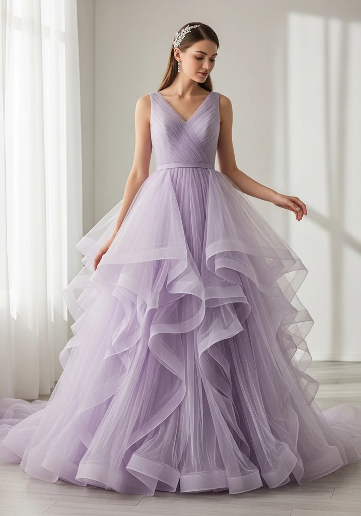 21 Lilac Summer Wedding Guest Dresses for Every Style 10 Lilac empire waist tulle dress for summer wedding