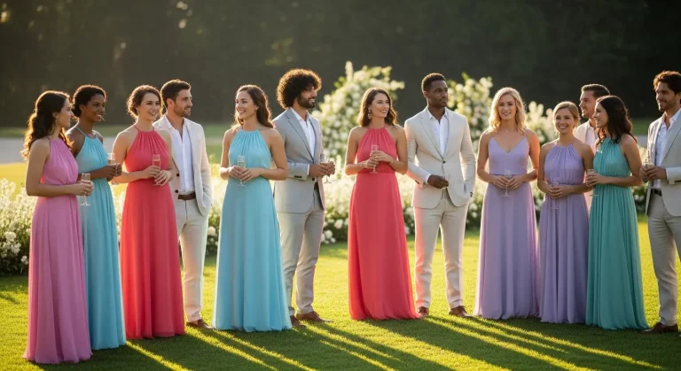 23 Sleeveless Summer Wedding Guest Dresses 22 Group of guests in sleeveless summer wedding dresses