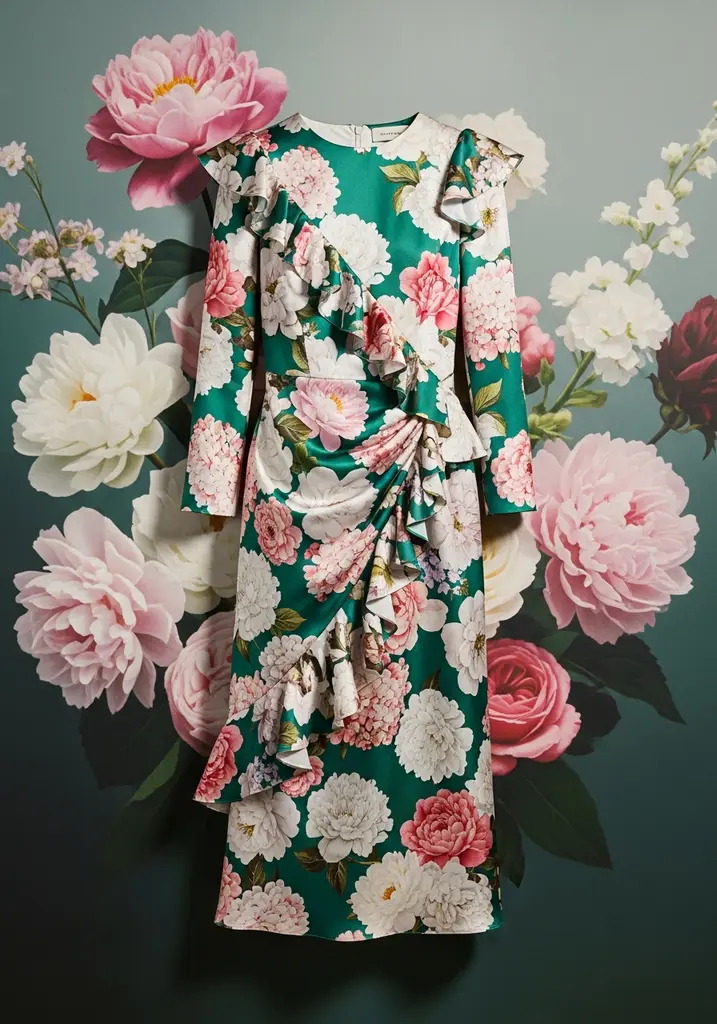 25 Silk Summer Wedding Guest Dresses for Elegant Style 4 Floral silk midi dress with ruffles