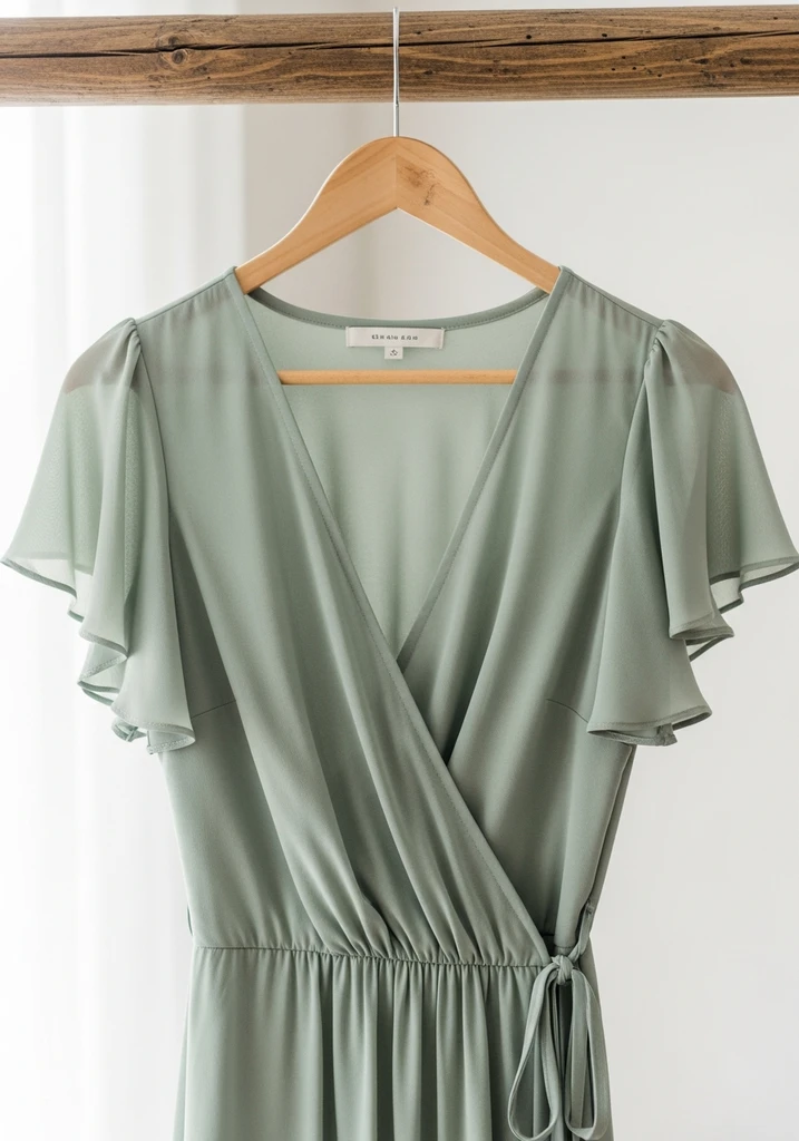 17 Sage Green Summer Wedding Guest Dresses 8 Sage green flutter sleeve wrap dress for wedding guest