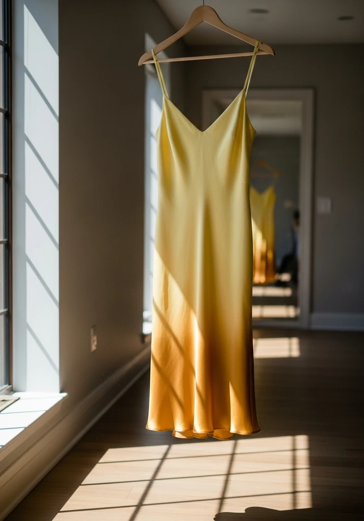 31 Best Sunset Ombre Summer Wedding Guest Dresses 2 Yellow to gold silk slip dress for wedding guest