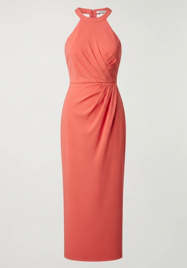 17 Garden Party Wedding Guest Dresses for Every Style 6 Halter neck crepe sheath dress