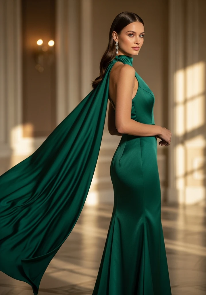 21 Cape Summer Wedding Guest Dresses for Elegant Style 7 Halter neck satin cape midi dress