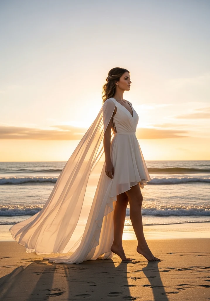 21 Cape Summer Wedding Guest Dresses for Elegant Style 10 High low chiffon cape dress for beach wedding