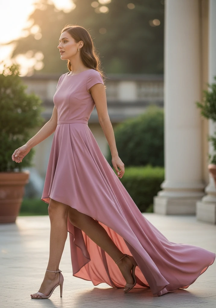 23 Sleeveless Summer Wedding Guest Dresses 9 Dusty rose high low crepe dress