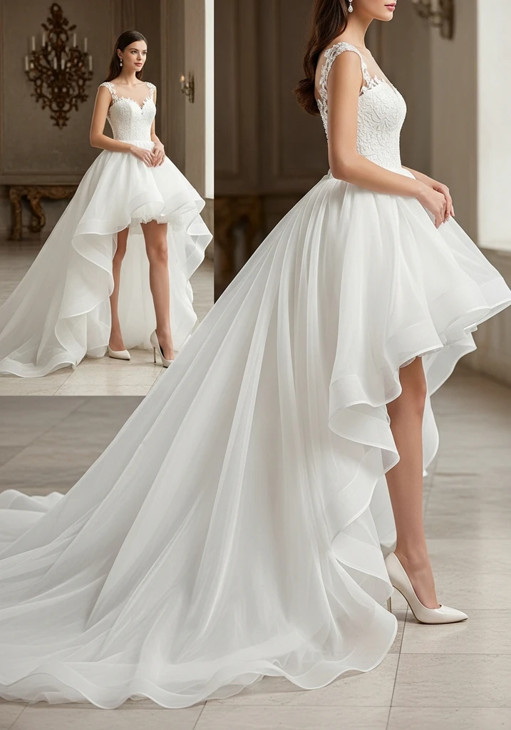 17 Garden Party Wedding Guest Dresses for Every Style 14 High-low organza gown for wedding guest