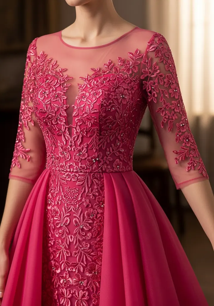 23 Hot Pink Summer Wedding Guest Dresses 23 Hot pink illusion neckline wedding guest dress