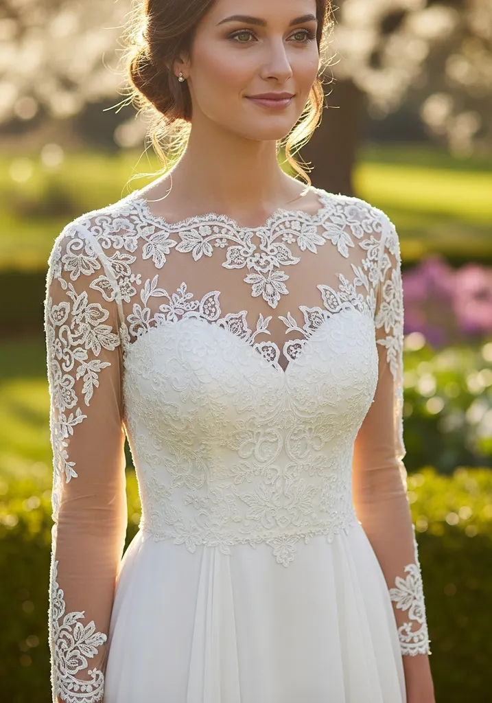 27 Summer Wedding Guest Dress Ideas for Every Venue 25 Illusion neckline gown for formal wedding