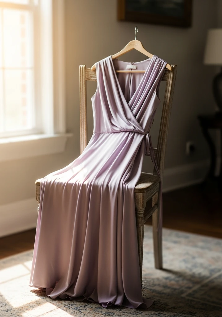 Lilac V neck wrap dress