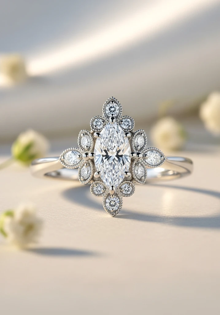 27 Captivating Marquise Engagement Ring Ideas 27 marquise-cluster-with-floral-accents