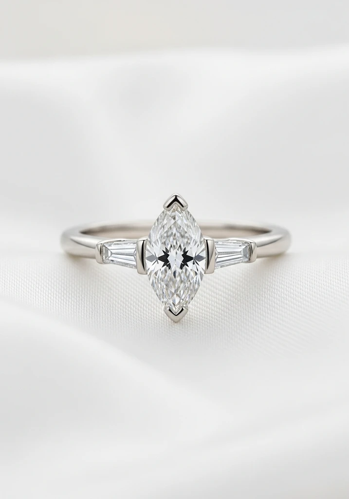 27 Captivating Marquise Engagement Ring Ideas 23 marquise-with-tapered-baguette-side-stones