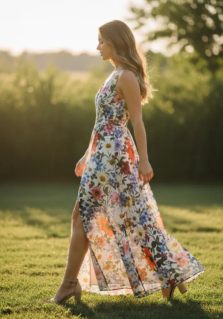 25 Floral Print Summer Wedding Guest Dresses 15 maxi-dress-with-side-slit