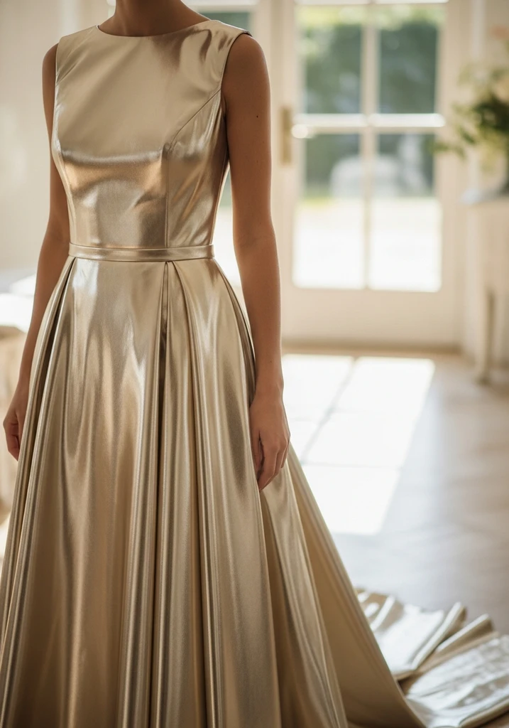 23 Sleeveless Summer Wedding Guest Dresses 22 Gold metallic lamé dress for wedding guest