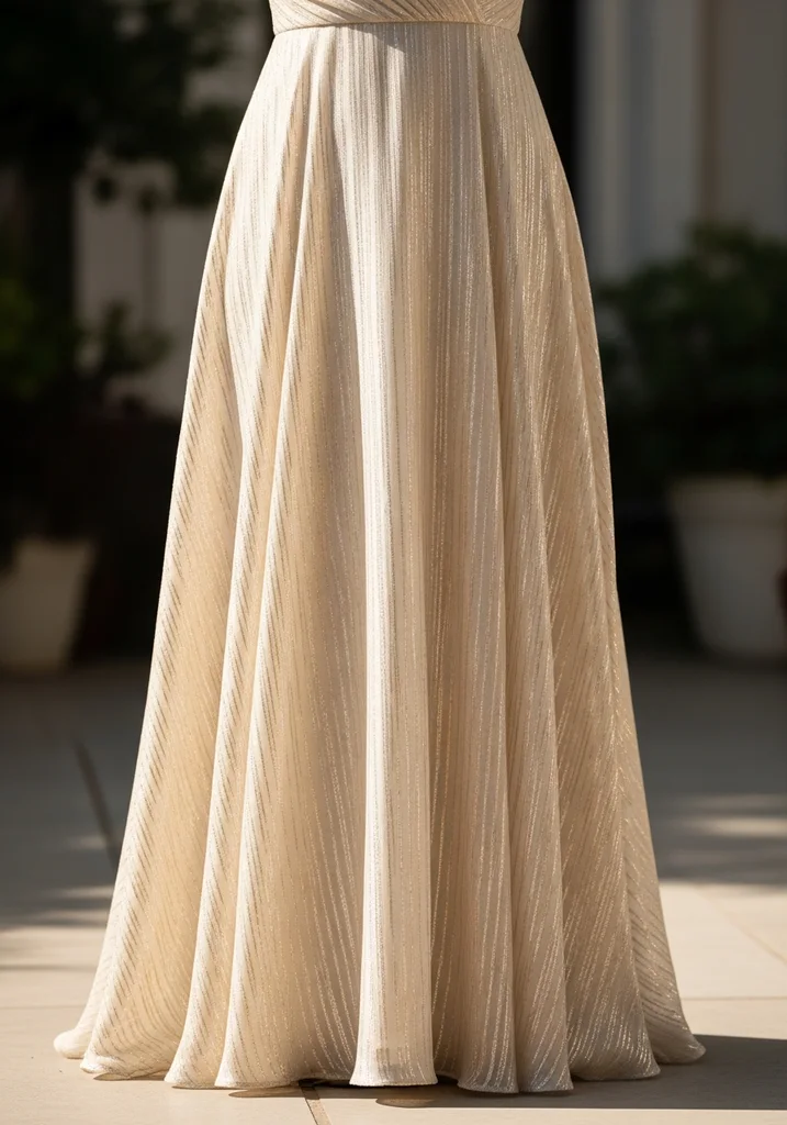 Cream maxi dress with gold metallic threads