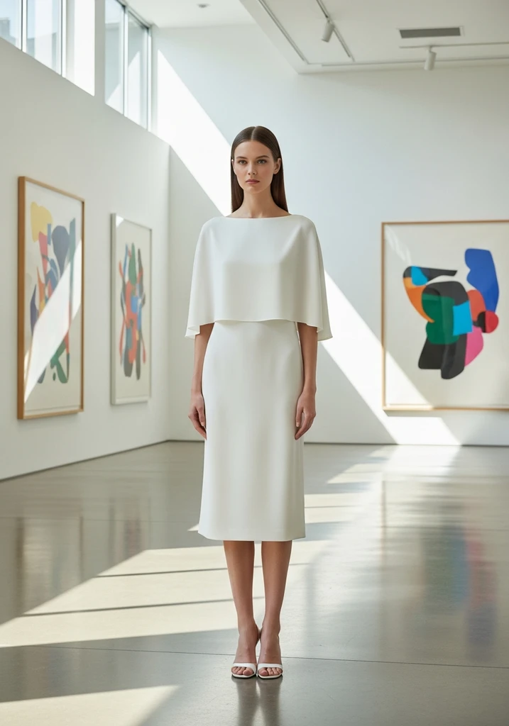 21 Cape Summer Wedding Guest Dresses for Elegant Style 15 Minimalist crepe capelet midi dress