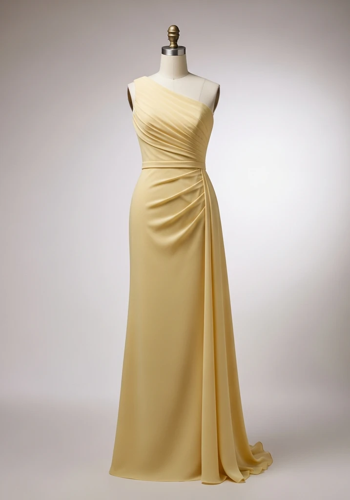 21 Butter Yellow Summer Wedding Guest Dresses 12 one-shoulder-column-gown