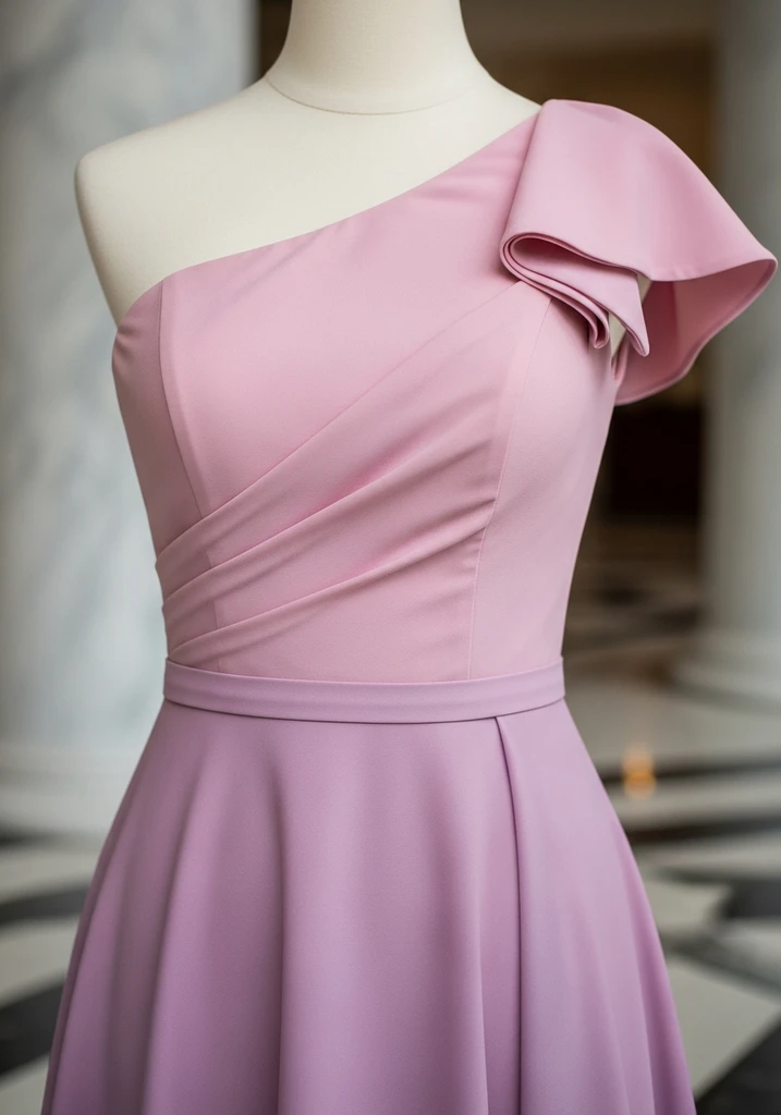 31 Best Sunset Ombre Summer Wedding Guest Dresses 25 Pink and purple crepe one shoulder guest gown
