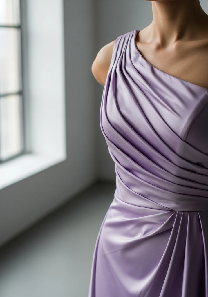 21 Lilac Summer Wedding Guest Dresses for Every Style 13 Lilac one shoulder satin gown for wedding guest