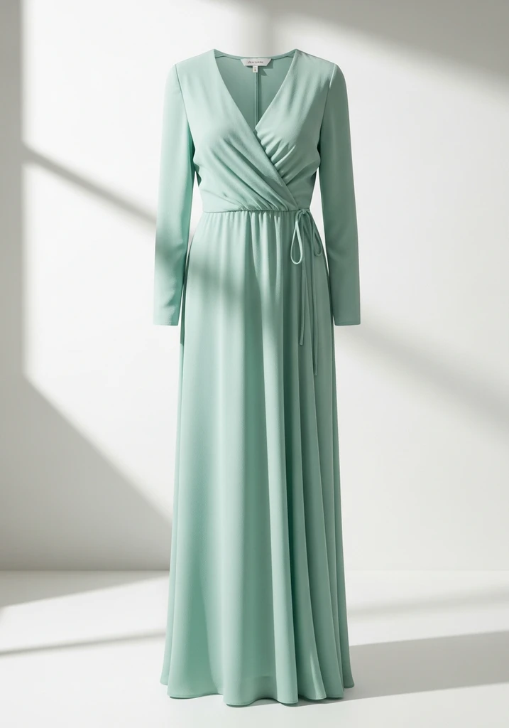 Pastel crepe wrap dress in mint green