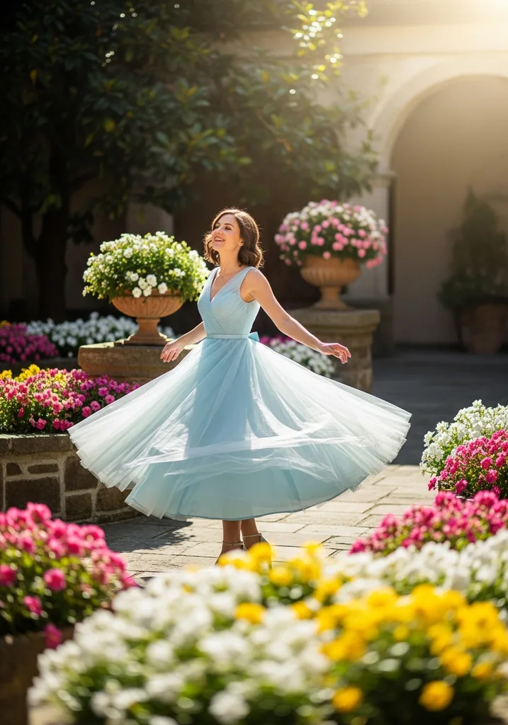 23 Light Blue Dresses for Wedding Guests 4 Light blue Tulle Tea-length dress with Sweetheart neckline, perfect for dancing.