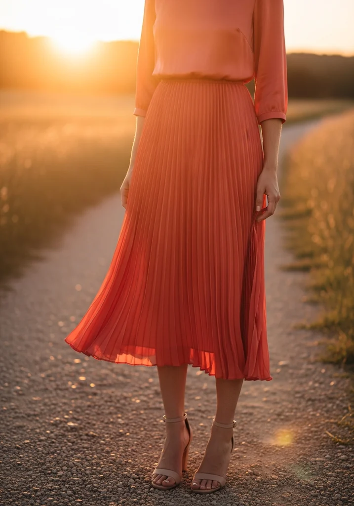 25 Silk Summer Wedding Guest Dresses for Elegant Style 22 Coral pleated silk midi dress