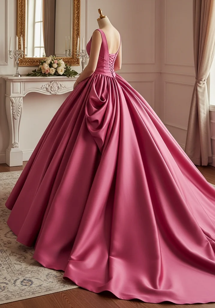 23 Hot Pink Summer Wedding Guest Dresses 21 Raspberry pink satin ball gown for formal guest