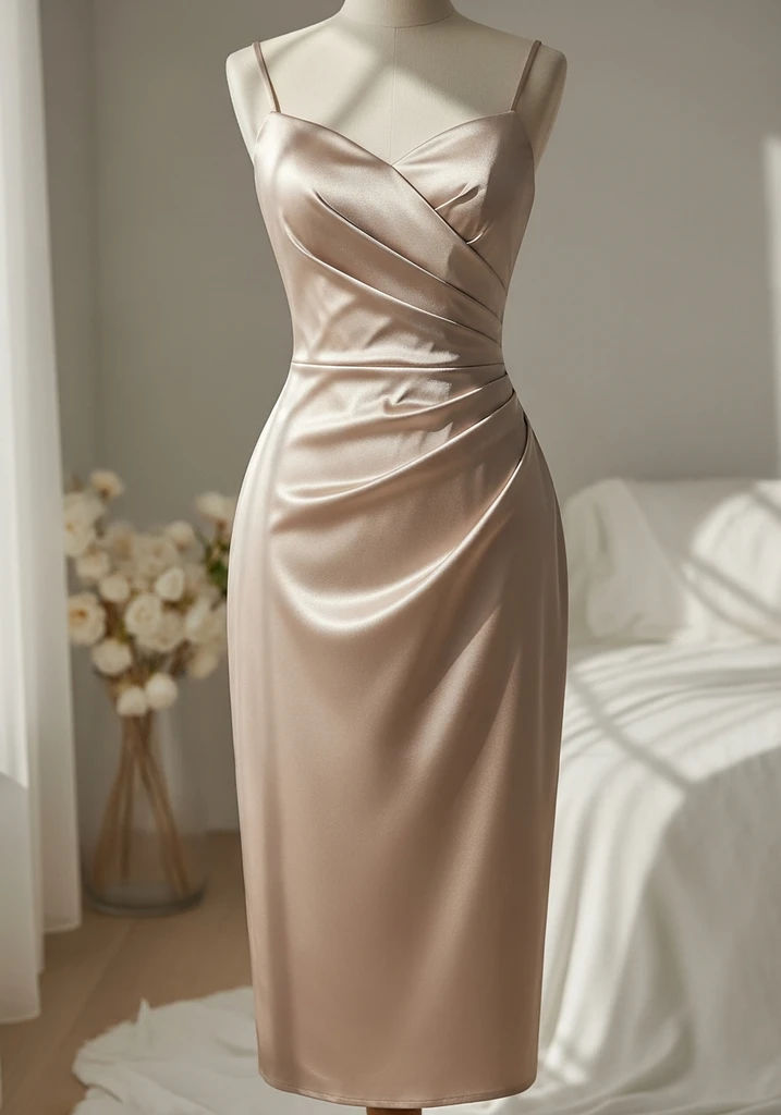 29 Drop Waist Summer Wedding Guest Dresses 3 Satin midi dress with sweetheart neckline