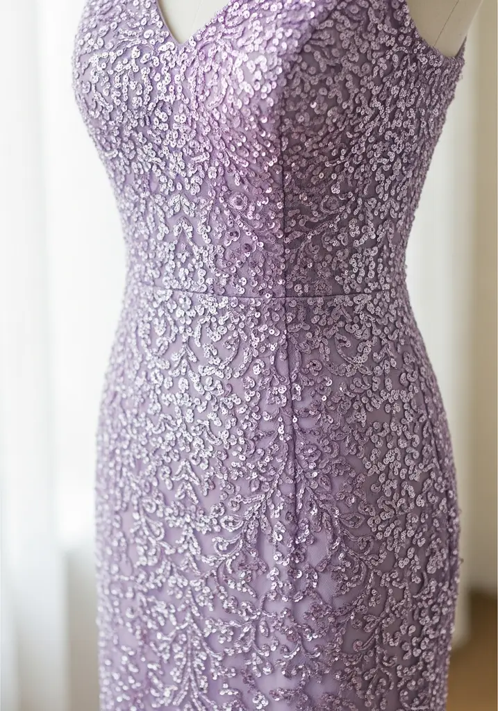 21 Lilac Summer Wedding Guest Dresses for Every Style 19 Lilac sequin embellished sheath dress for wedding guest