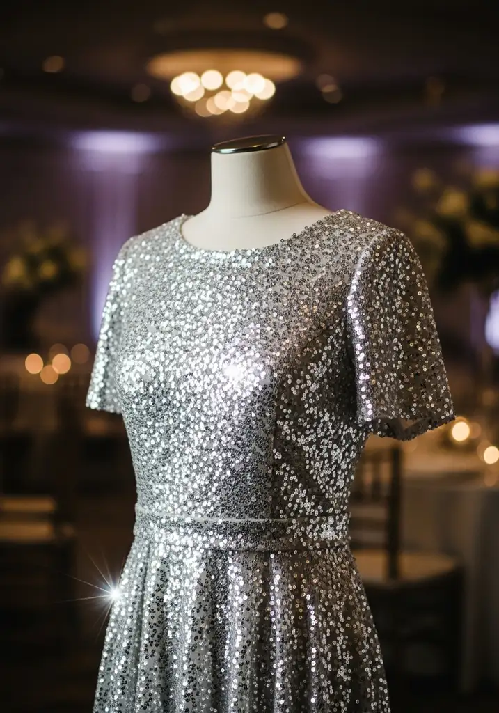 29 Drop Waist Summer Wedding Guest Dresses 18 Sequined drop waist party dress