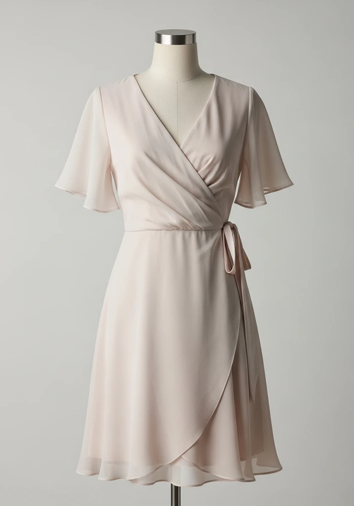 Short sleeve chiffon wrap dress