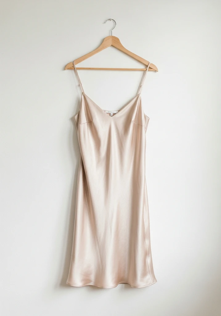 Champagne satin slip dress for summer wedding