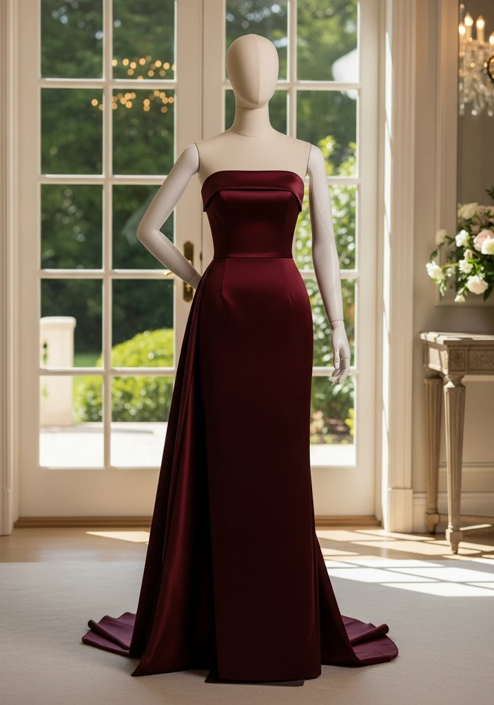 23 Sleeveless Summer Wedding Guest Dresses 11 Burgundy strapless column dress