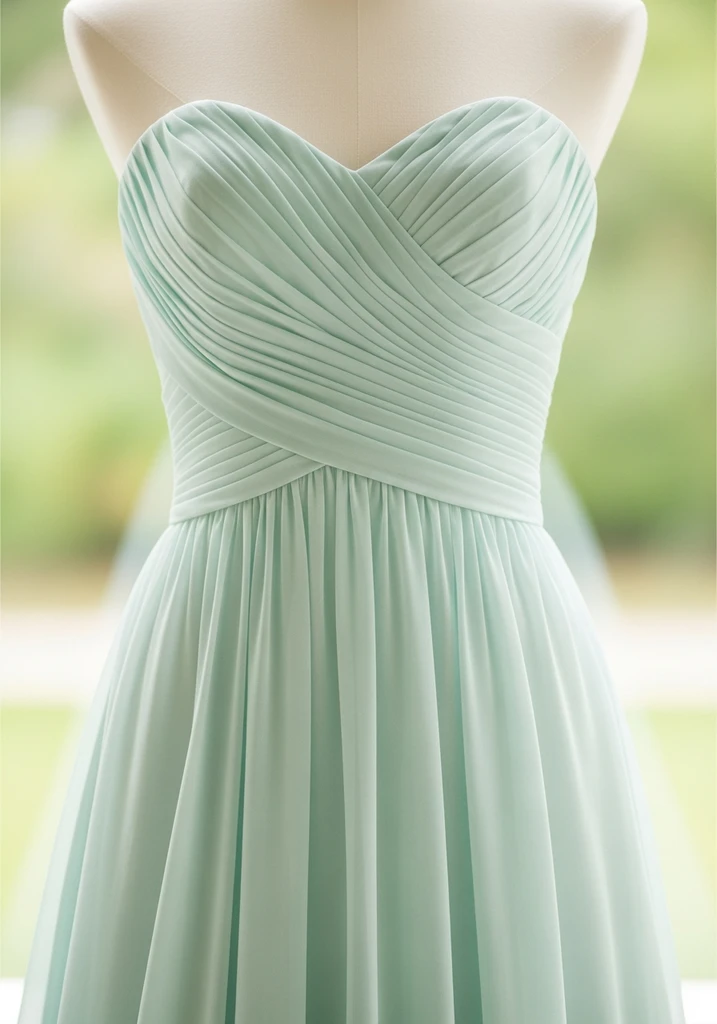 Mint green strapless sweetheart chiffon dress