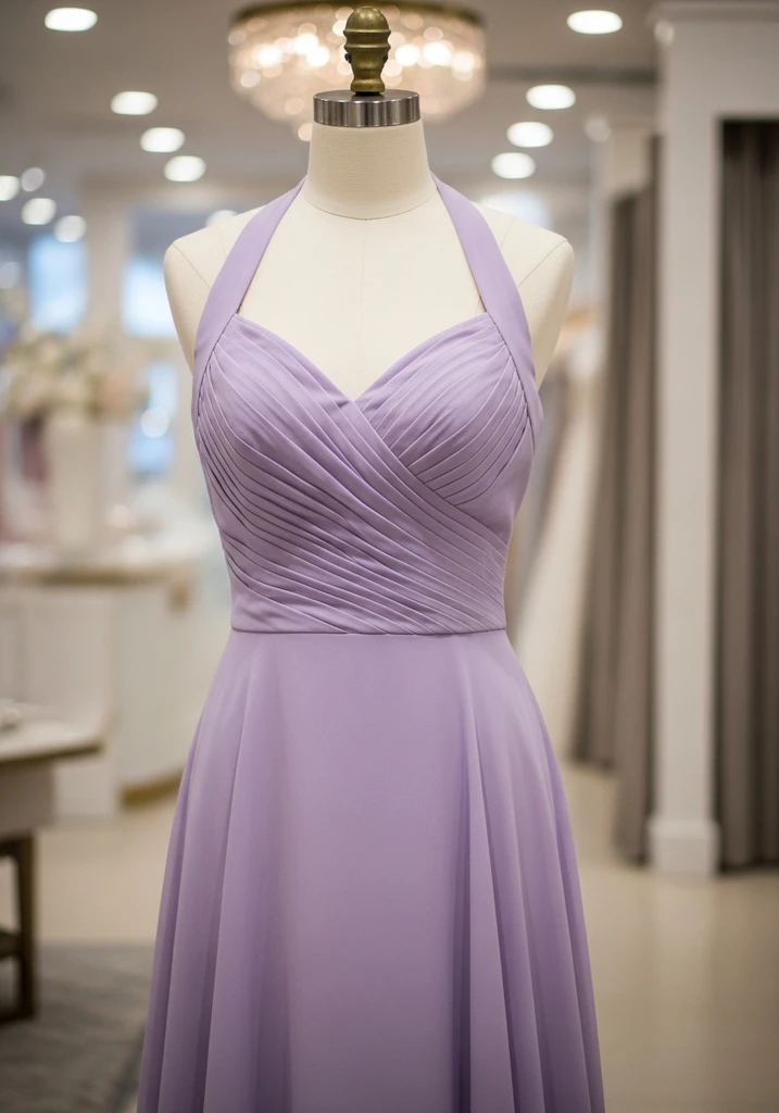 21 Lilac Summer Wedding Guest Dresses for Every Style 7 Lilac sweetheart halter gown for summer wedding guest