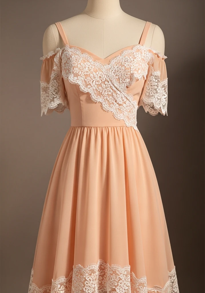 21 Off Shoulder Summer Wedding Guest Dresses 19 Peach sweetheart off shoulder midi dress with lace